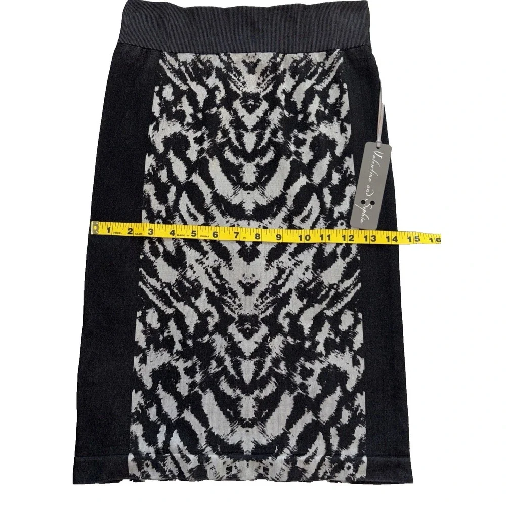 NEW‎ Animal Print Abstract Pencil Skirt Women S/M Black Gray Bodycon Stretch